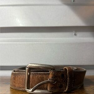vintage ARIAT buckle belt TOOLED cowhide 39 brown leather WESTERN cowboy